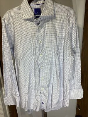 Camisa de vestir David Donahue para hombre 17 34/35 blanca abotonada trabajo puños franceses Foto 1 de 4