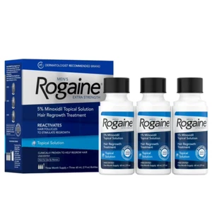 Men Rogaine 5% Minoxidil Solution Extra Strength 3 Month Supply - Picture 1 of 1