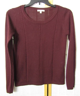 Небеса синий глубокий бордовый круглый вырез вязаный свитер LS женский размер M - Изображение 1 из 4