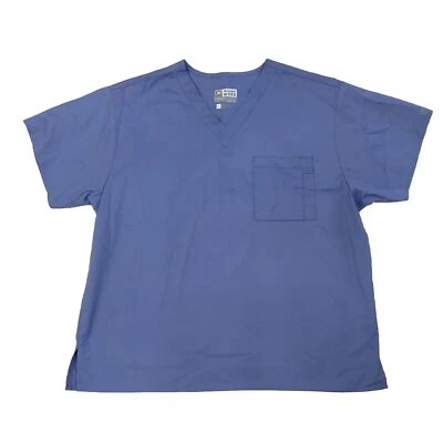 WonderWink WonderWork V-Neck Scrub Top Durable Blue Unisex Sz Large Stretch New - Image 1 of 4