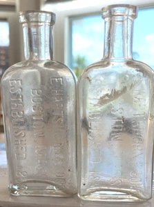 2 E. Hartshorn & Sons Glasflaschen Boston Masse klar geprägt geschliffen gegraben - Bild 1 von 6