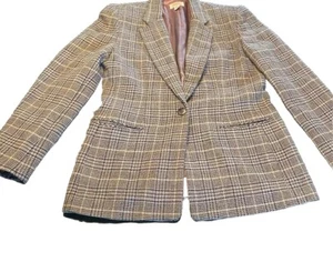 TALBOTS alpaca wool blend 1 button plaid blazer size 10 excellent condition! - Picture 1 of 7