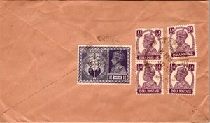 INDIA 1940'S BRITISH POSTAL HISTORY AIRMAIL COVER MULT FRANKING ADDR USA - Picture 1 of 2