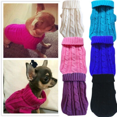 Pet Knit Sweater Cat Kitten Coat Dog XXXS XXS XS Puppy Outfit for Chihuahua Vest - Image 1 of 4