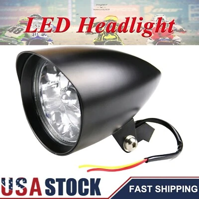 Black 6" LED Bullet Headlight For Harley Davidson Sportster XL 883 1200 Softail - Image 1 of 4