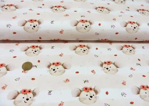 Poppies Mouse helles lachs Hilco Baumwoll-Stretch-Jersey Kinderstoff Mäuse 50 cm - Bild 1 von 1