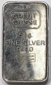 Silver Art Bar ASW 50g Credit Suisse BU0974 combine shipping - Picture 1 of 2