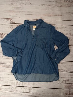 C&C California Chambray Tunic Top Women's Large Blue Cotton Blend Long Sleeve  - Image 1 of 4