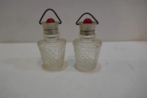 Vintage Cut Glass Spun metal  Top  Salt & Pepper Shakers - Picture 1 of 4