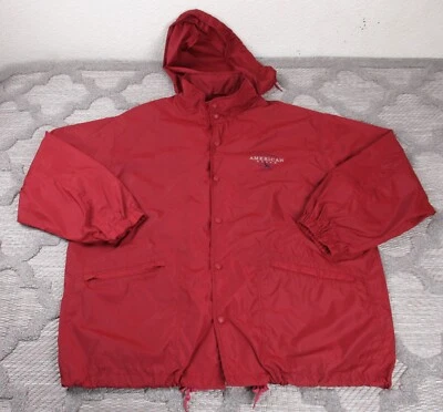 Vintage Eddie Bauer Jacket Mens Large Red Snap Windbreaker American Style Print - Image 1 of 4