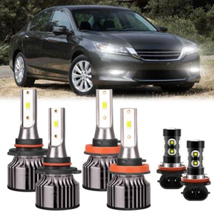 For 2013-2014 2015 Honda Accord Combo LED Headlight Fog Lights 6*Bulbs Kit 6000K - Foto 1 di 16