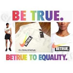 2017 WOMENS NIKE BE TRUE LOGO LGBTQ GAY PRIDE GAY DAY WHITE SHIRT XL 942133-100 - Picture 1 of 12