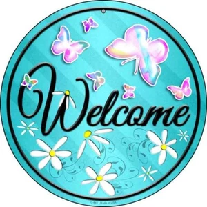 Welcome Novelty Round Circular Metal Sign 8" Home Garage Wall - Picture 1 of 1
