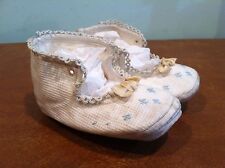 Pair of Antique Vintage Child Baby Shoes Slippers with Bows