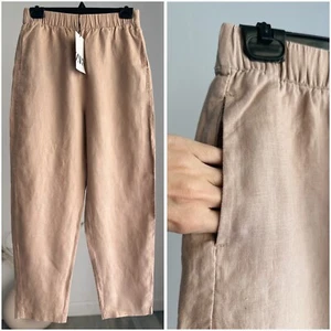 100% Linen Zara Pants Beige Pink XS S M L XL NWT - Picture 1 of 2