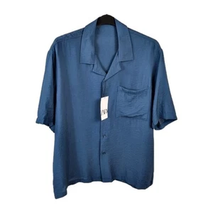 NEW men ZARA blue shirt size XL sort sleeves RRP £49 - Bild 1 von 5