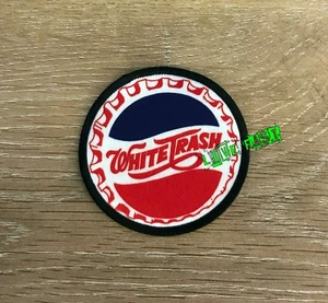 WHITE TRASH PATCH Vintage Retro Redneck Trailer Trash Hillbilly Low Brow Biker - Bild 1 von 2