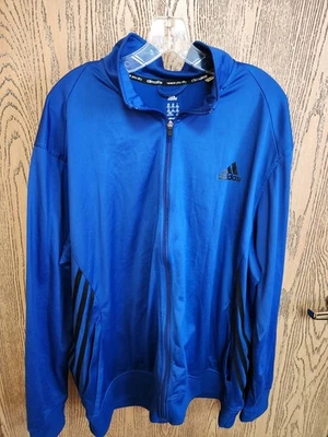 Adidas Climalite Track Jacket Mens 2XL Blue Full Zip Long Sleeve Workout - Image 1 of 4