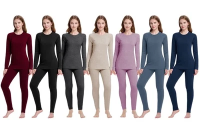 Women 100% Merino Wool Base Layer Sets Thermal Underwear Ski 2PC Top&Long Johns - Image 1 of 4