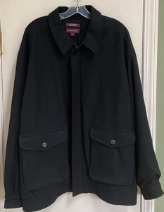 Nordstrom Mens Size Large Black Wool Blend Full Zip Pockets Lined Bomber Jacket - Picture 1 of 3