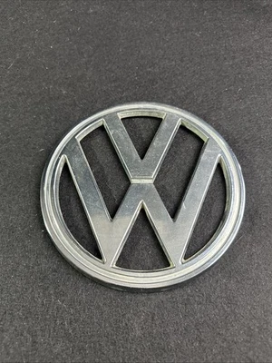 Volkswagen Vintage Front Nose Emblem Chrome Plastic Bus 1973-79 7” German - Image 1 of 4