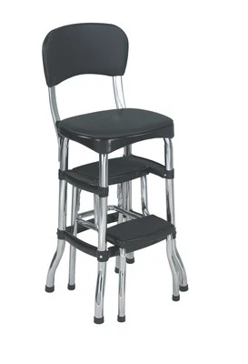 Cosco Black Retro Counter Chair / Step Stool - Image 1 of 4