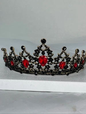 Tiara Crown negro rojo oro bruñido estilo vintage Foto 1 de 4