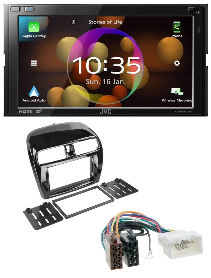JVC DAB MP3 2DIN Bluetooth USB Autoradio für Mitsubishi SpaceStar Mirage ab 13 p - Bild 1 von 4