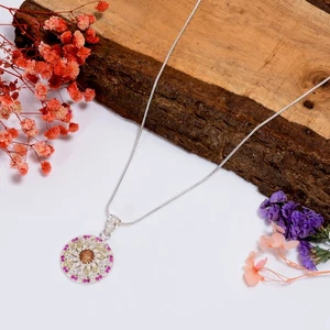 Golden Sandstone Ruby Gemstone 925 Sterling Silver Pendant Necklace 18" d023 - Picture 1 of 5