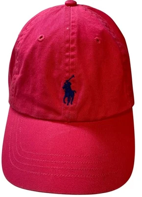 Polo Ralph Lauren Pink Hat Blue Pony Cotton Chino Ball Cap Adjustable Strap - Image 1 of 4