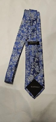 CANALI ЦВЕТОЧНЫЙ СИНИЙ ШЕЛКОВЫЙ ГАЛСТУК ПОДЛИННЫЙ СДЕЛАНО В ИТАЛИИ  - Изображение 1 из 4