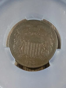 CACG 1867 F12 TWO CENT PIECE VERY TOUGH DOUBLE DIE VARIETY - Picture 1 of 3