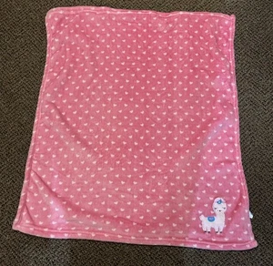 Le Bebe Favorite llama Baby Security Blanket Pink Heart Lovey Alpaca 34” Square - Picture 1 of 5