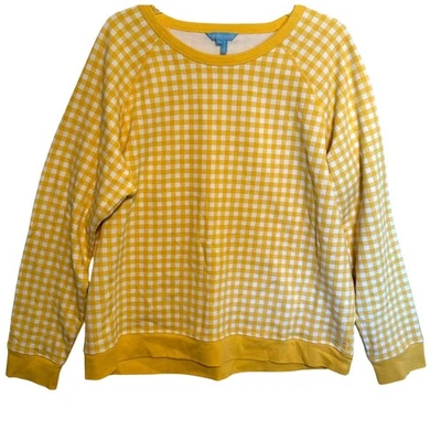 Sudadera Draper James Natalie Mujer XXL Amarilla Guinga Terry Francés Informal Foto 1 de 4