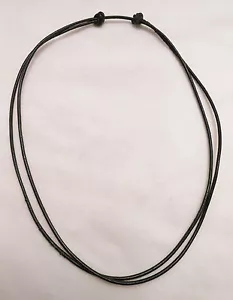 Black 2mm Leather Adjustable Unisex Cord Surfer Choker Necklace- Made in USA - Picture 1 of 4