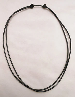 Black 2mm Leather Adjustable Unisex Cord Surfer Choker Necklace- Made in USA - Image 1 of 4
