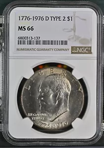 1776 D Eisenhower Dollar- Copper Nickel NGC MS-66 - Picture 1 of 2