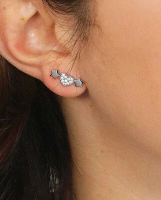 Sagapo Orecchini Donna Cuore e Stelle in Acciaio Sagapò SAR30 S'agapo - Immagine 1 di 3