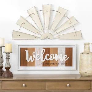 Glitzhome 32"L Granja Metal Medio Molino de Viento Giratorio Rústico Pared Escultura Decoración - Imagen 1 de 10