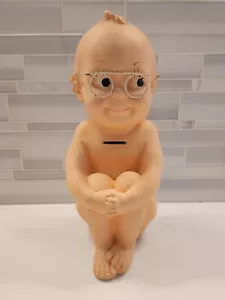 Vintage 1966 A.N. Brooks Corp. Chalkware Kewpie Puppe Baby mit Glas Sparschwein - Bild 1 von 12