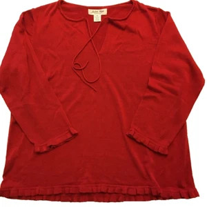 Judith Hart Damen Pullover Pulli rot 3/4 Arm Kerbausschnitt selbstbindend XL - Bild 1 von 7