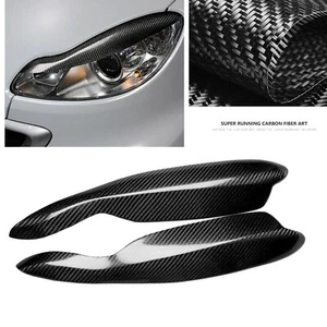 2x Car Headlight Eyelid Cover For Benz Smart W451 Fortwo 2007-2014 Carbon Fiber - Picture 1 of 10