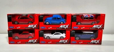 WELLY 6 MODELLINI AUTO SCALA 1:43 - VOLKSWAGEN-MERCEDES-PORSCHE-MINI COOPER - Immagine 1 di 4