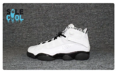 Air Jordan 6 кольца ретро туфли белый черный металлик GS DJ6163-107 - Изображение 1 из 4