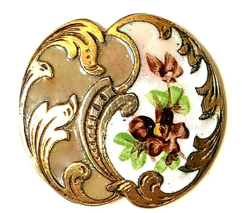 Beautiful Shape & Design  Enamel Antique Button...7/8" Cover