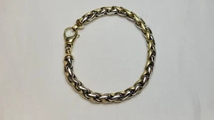 Italy 14K Yellow & White Gold Wheat Chain Bracelet 7-1/4" Long - Picture 1 of 5