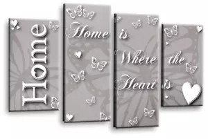 Cuadro en lienzo de pared dividida con marco gris plateado con impresión artística de cita de amor familiar grande - Imagen 1 de 6