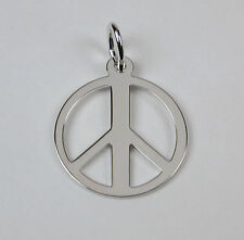 Sterling Silver Peace Symbol Charm w/ Lobster Claw Clasp Free U.S. Shipping