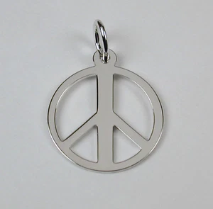 Sterling Silver Peace Symbol Charm w/ Lobster Claw Clasp Free U.S. Shipping - Picture 1 of 4