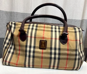 Vintage Burberrys Burberry Haymarket Check Boston Bowling Handle Bag COA Dustbag - Picture 1 of 18